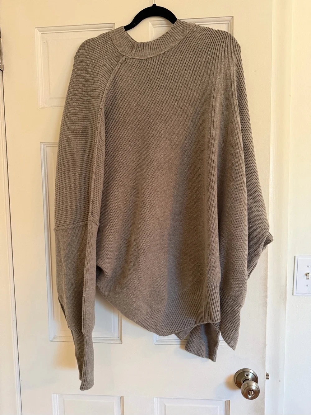 Free People Relaxed Crewneck Sweater in Taupe